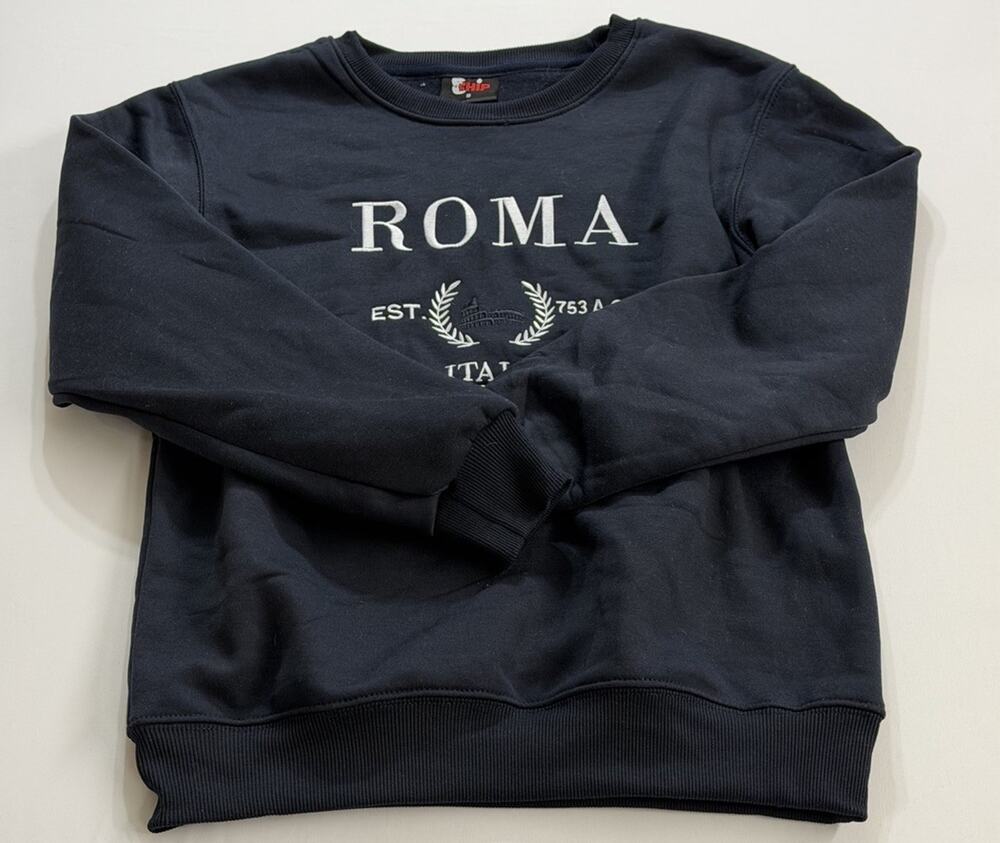 Chip Roma Italia Embroidered Crewneck Sweatshirt Navy Men’s Small